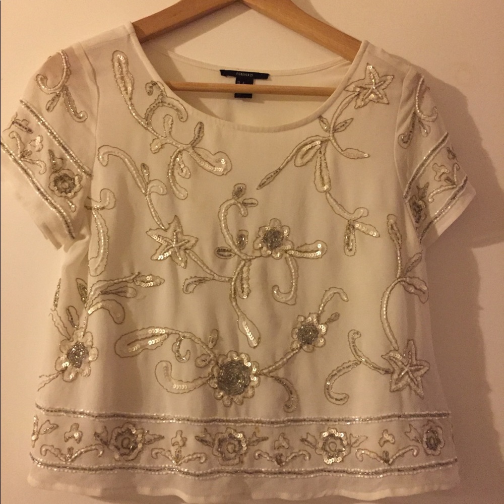 Forever 21 Embroidered Crop Top
